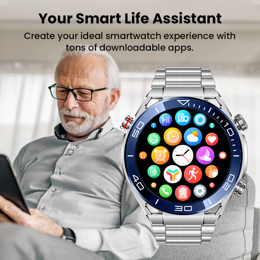 FITAOS Max 1 Heart rate Blood Glucose ECG/EKG Blood Pressure Monitoring Bluetooth Talk Smartwatch