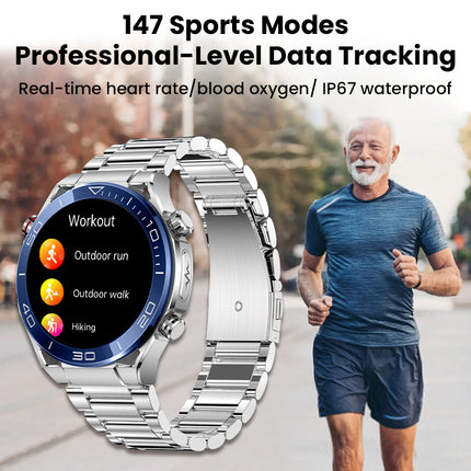FITAOS ECG Blood Glucose Blood Pressure Monitoring Bluetooth Talk Sports Smartwatch