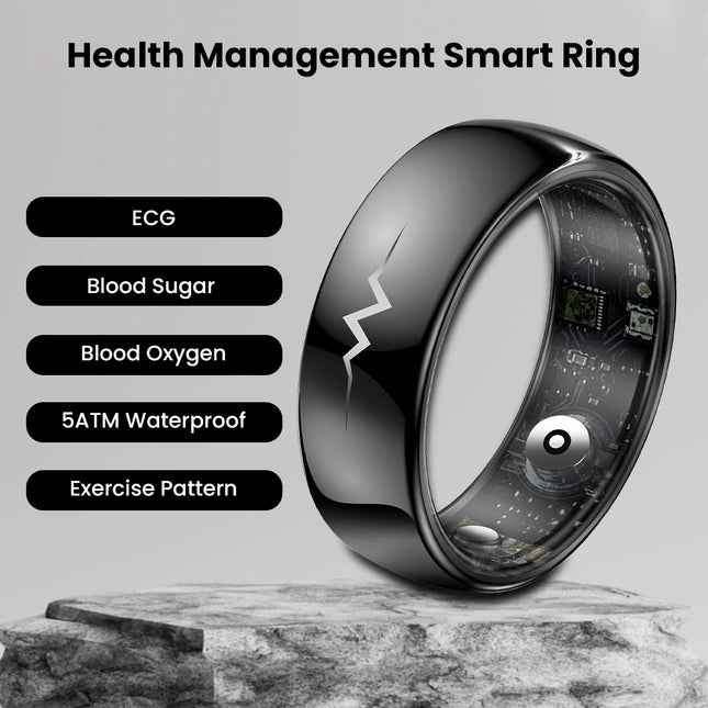 FITAOS R06 Blood Glucose ECG/EKG Blood Pressure Monitoring AI Health Analysis Smart Ring