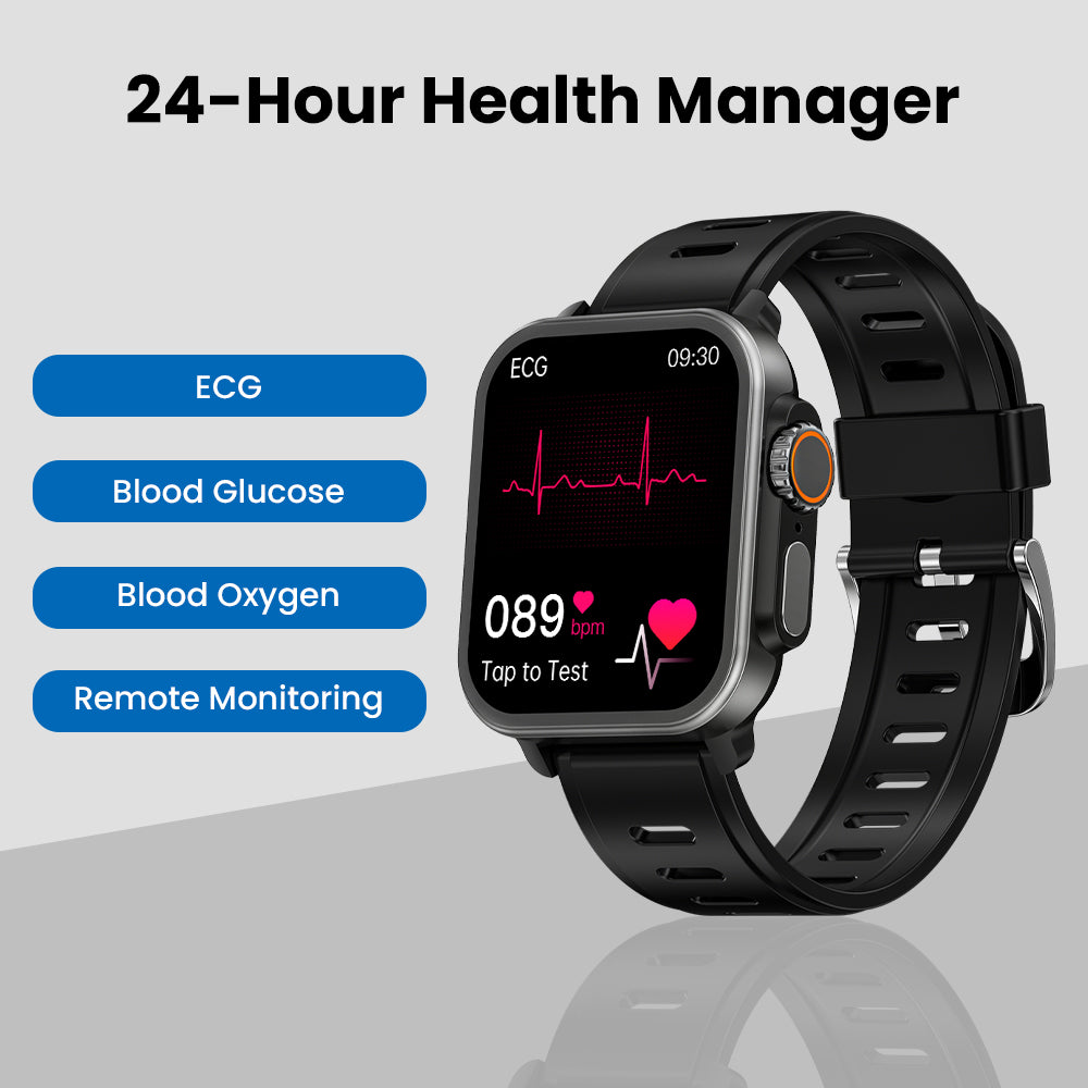 Fitaos VEE ECG/EKG Blood Glucose Blood Oxygen Heart Rate Monitoring Sport SmartWatch