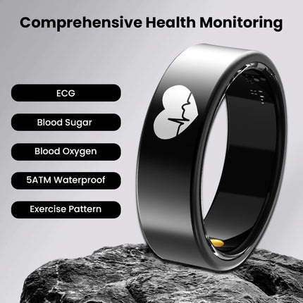 FITAOS R07 Blood Glucose ECG/EKG Blood Pressure Monitoring AI Health Analysis Smart Ring