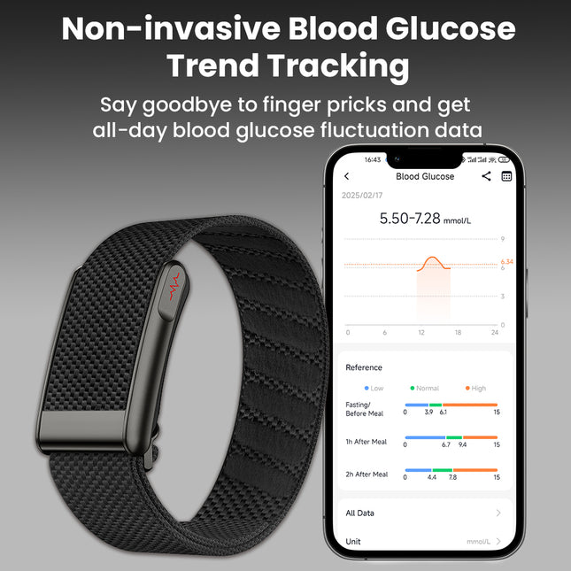 Fitaos ECG blood glucose blood oxygen Uric acid cholesterol monitoring Smart Bracelet Long Battery Life
