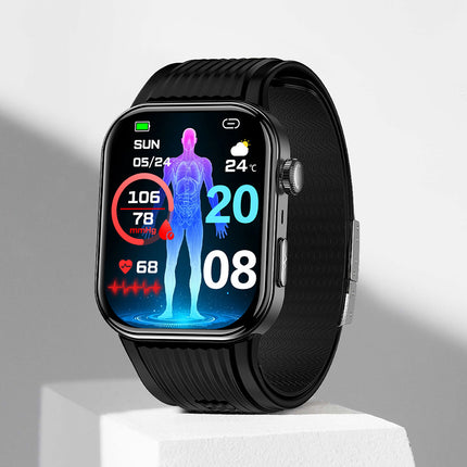 Fitaos Max 7 AI Analysis Air Pump Blood Pressure ECG Blood Sugar Blood Oxygen Monitoring SOS SmartWatch