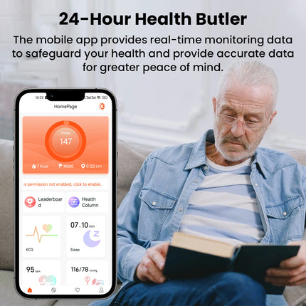 FITAOS R08 Blood Glucose ECG/EKG Blood Pressure Monitoring AI Health Analysis Smart Ring
