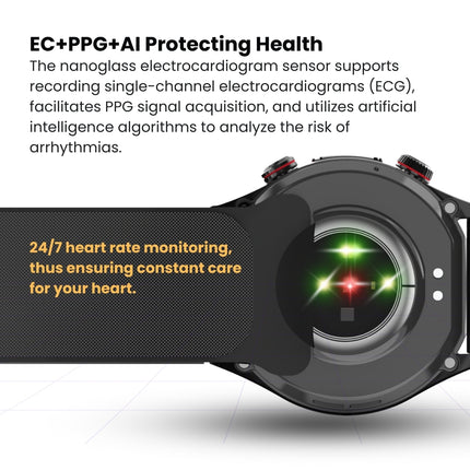 Fitaos Max 5 High Precision Air Pump Blood Pressure ECG Blood Sugar Blood Oxygen Monitoring SmartWatch