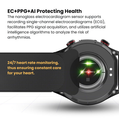 Fitaos Max 5 High Precision Air Pump Blood Pressure ECG Blood Sugar Blood Oxygen Monitoring SmartWatch