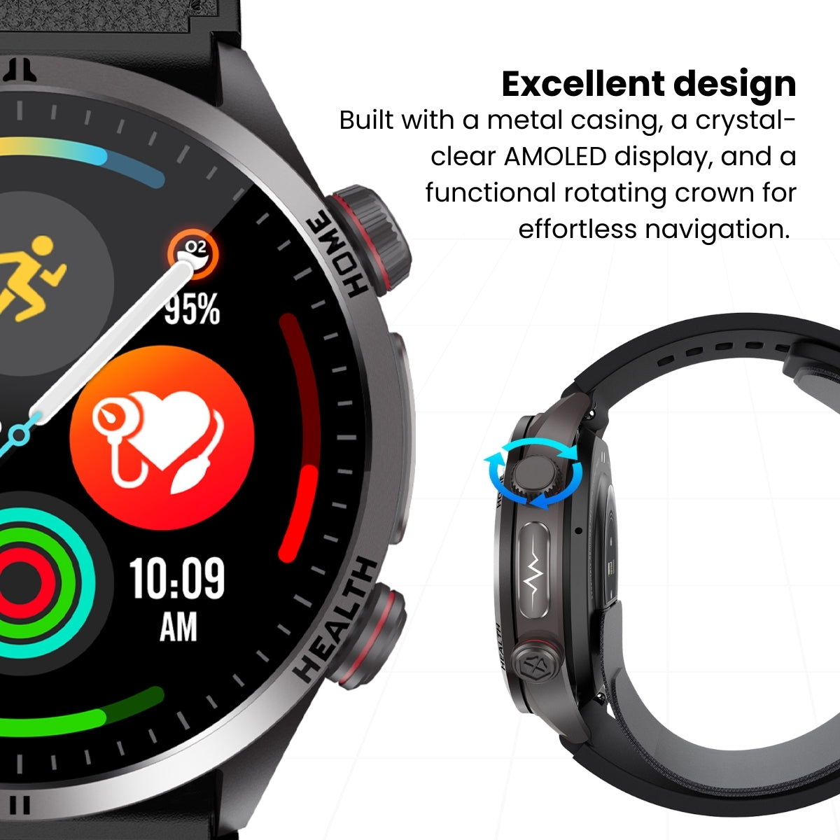 Fitaos Max 5 High Precision Air Pump Blood Pressure ECG Blood Sugar Blood Oxygen Monitoring SmartWatch