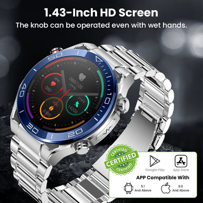 FITAOS Max 1 Heart rate Blood Glucose ECG/EKG Blood Pressure Monitoring Bluetooth Talk Smartwatch